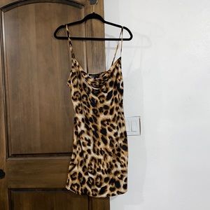 Satin mini leopard dress